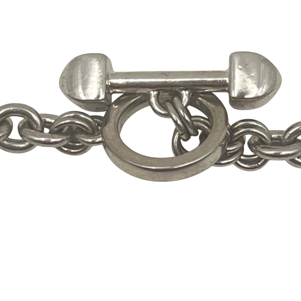Juicy Couture Necklace Silver Tone Puffy Heart Crown Charm Toggle Clasp 16" Y2K - Picture 4 of 8